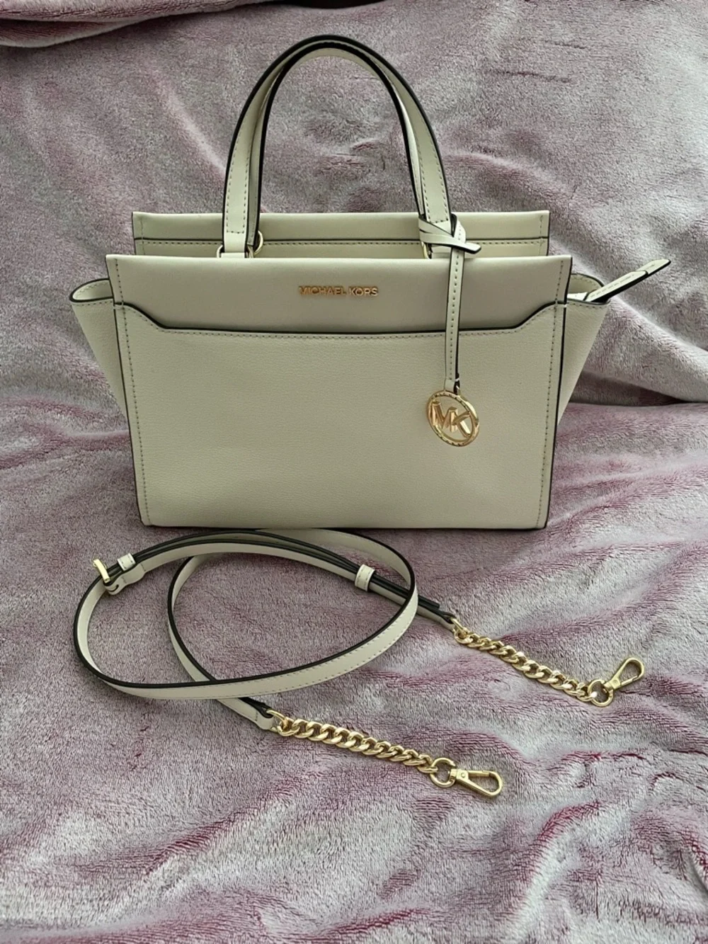 Michael Kors Ivory Leather Top-Handle Satchel - Picture 4 of 5